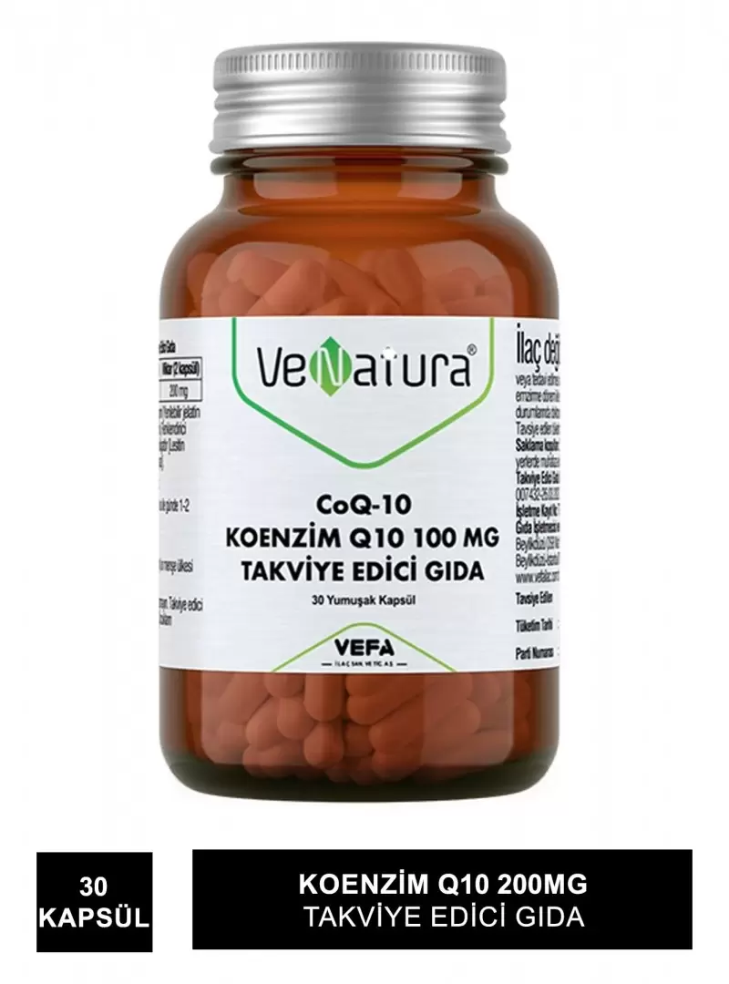 Venatura CoQ-10 Koenzim Q10 100 mg Takviye Edici Gıda 30 Kapsül