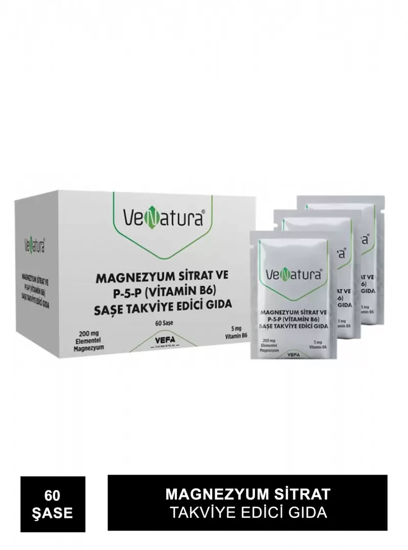 VeNatura Magnezyum Sitrat P-5-P Vitamin B6 60 Saşe