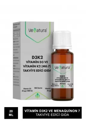 VeNatura Vitamin D3K2 ve Menaquinon 7 Takviye Edici Gıda 20 ml