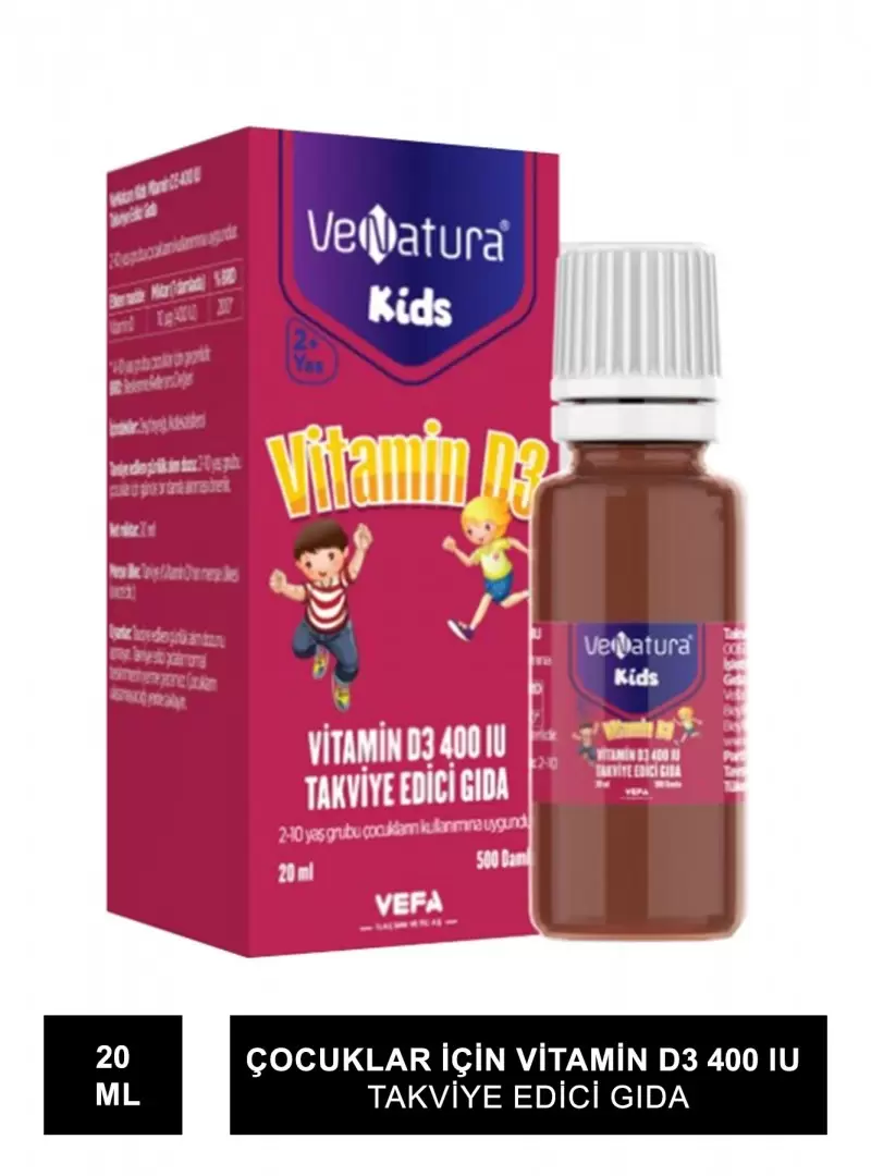 Venatura Kids Vitamin D3 400 IU Takviye Edici Gıda 20 ml