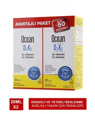 Ocean D3K2 Damla 20ml x 2 Adet Avantajlı Paket