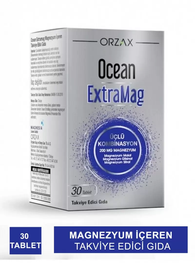 Ocean ExtraMag Üçlü Kombinasyon Takviye Edici Gıda 30 Tablet