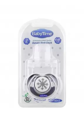 BabyTime Silikon Damaklı Koruyucu Kapaklı Siyah Emzik 6-18 ( BT153-2 )