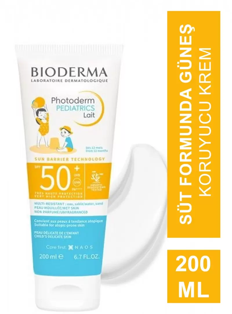 Bioderma Photoderm Pediatrics Lait Bebek, Çocuk için SPF50+ Yüksek Korumalı Süt Formda Güneş Kremi Spf50+ 200 ml