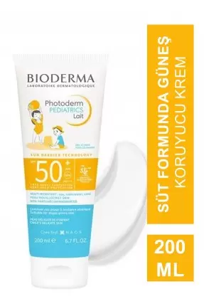 Bioderma Photoderm Pediatrics Lait Bebek, Çocuk için SPF50+ Yüksek Korumalı Süt Formda Güneş Kremi Spf50+ 200 ml