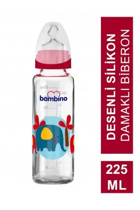 Bambino Klasik Cam Biberon Damaklı 0-6 Ay 225 ml ( B012 )