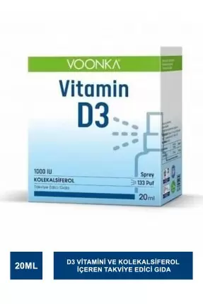 Outlet - Voonka Vitamin D3 1000 IU Takviye Edici Gıda Sprey 20 ml