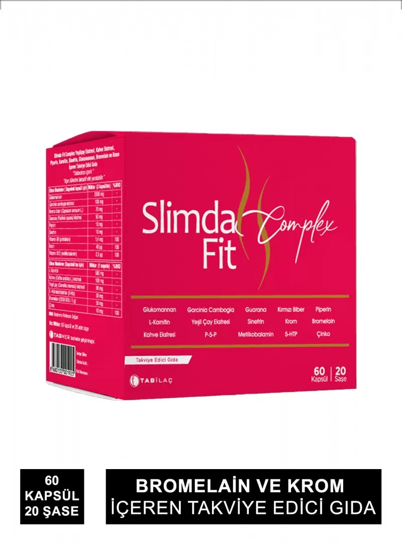 Tab İlaç Slimda Fit Complex 60 Kapsül 20 Saşe