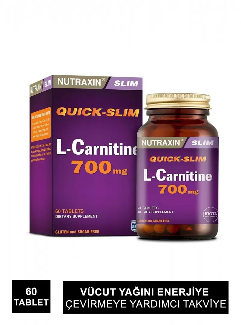 Nutraxin L-Carnitine 700 mg 60 Kapsül (S.K.T 08-2025)