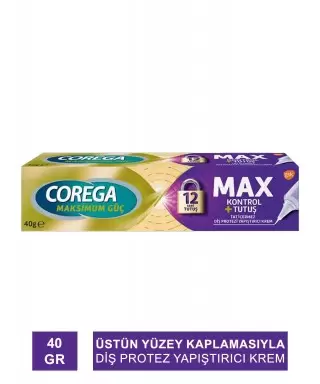 Corega Maximum Kontrol+Tutuş Diş Protezi Yapıştırıcı Krem 40 gr