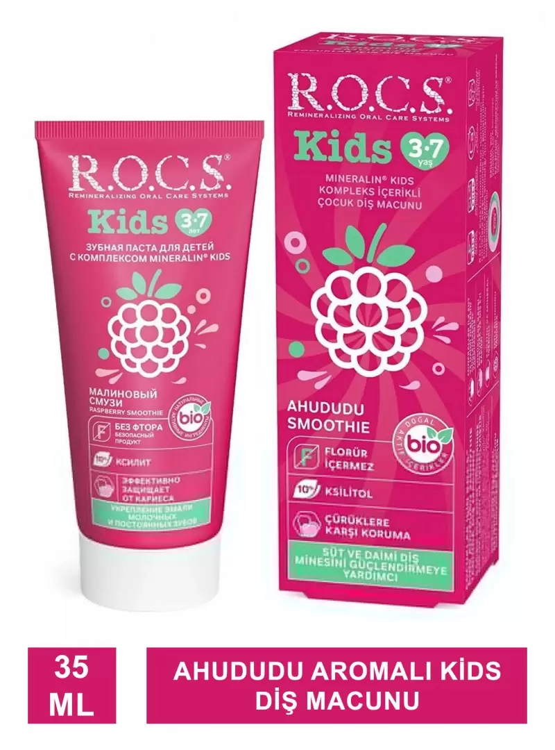 ROCS Kids Ahududu 3-7 Yaş Florürsüz Diş Macunu 35 ml