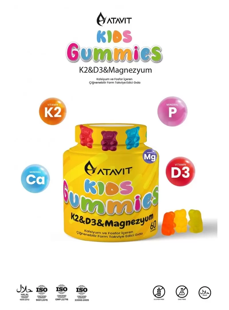 Atavit Kids K2&D3&Magnezyum Gummies 60 Yumuşak Kapsül