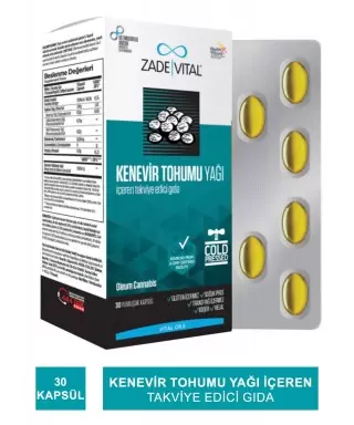 Zade Vital Kenevir Tohumu Yağı 30 Kapsül