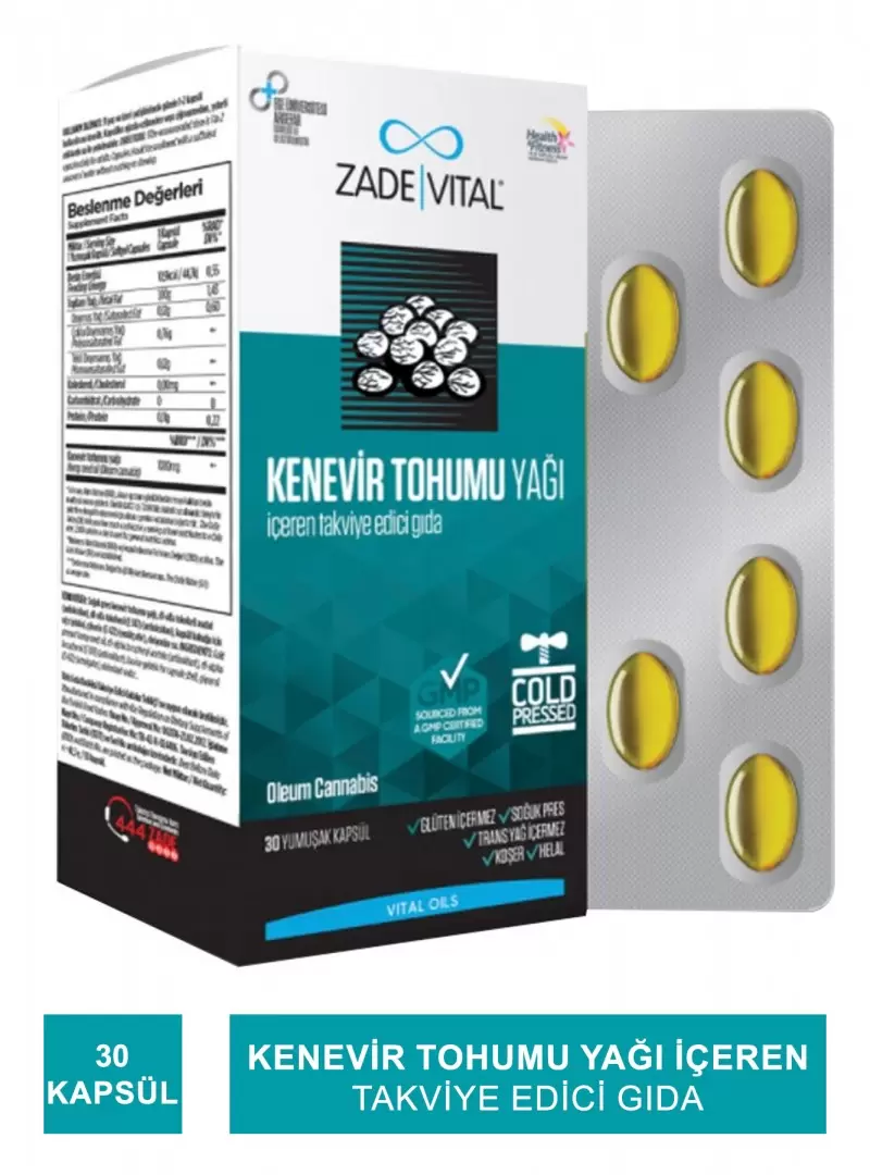 Zade Vital Kenevir Tohumu Yağı 30 Kapsül