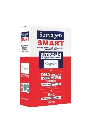 Sorvagen Smart Sitikolin DHA Omega 3 ve B12 30 Kapsül