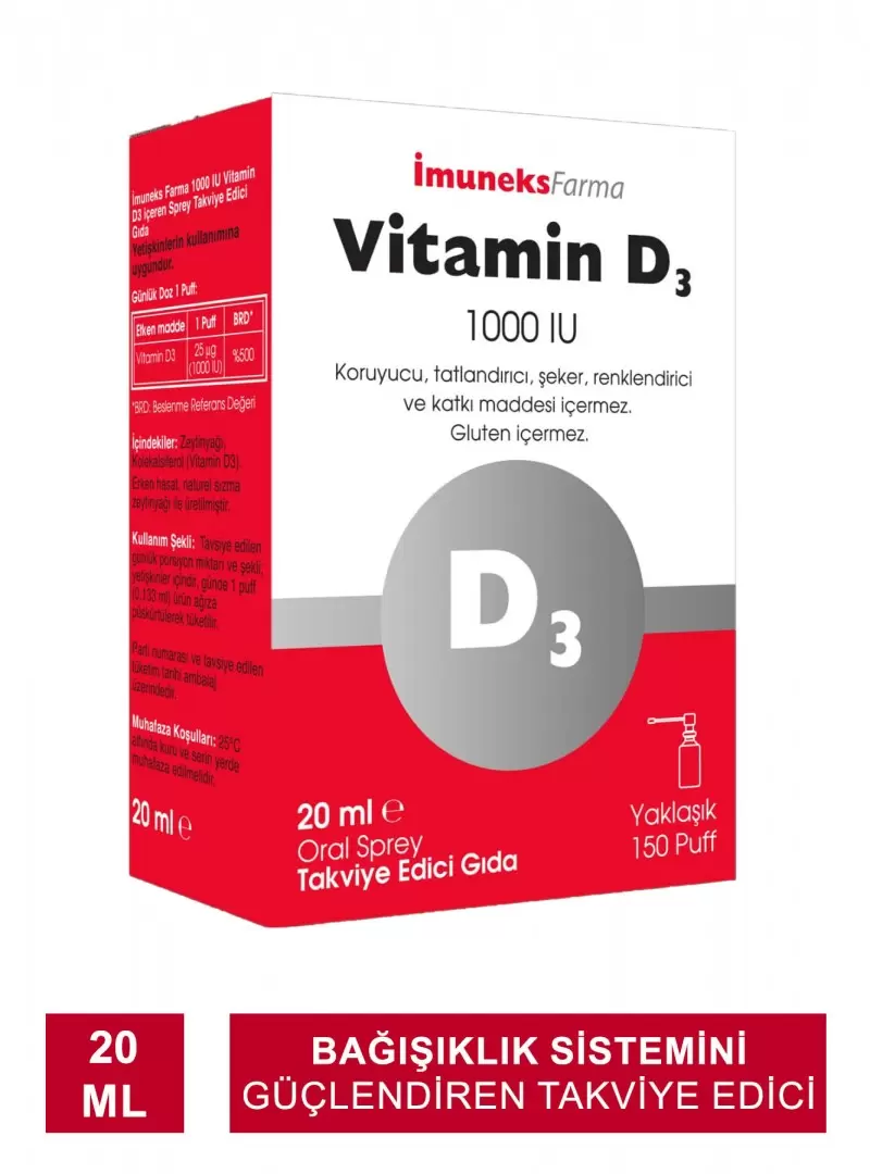 İmuneks Vitamin D3 1000 IU Sprey 20 ml