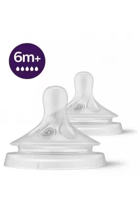 Philips Avent Natural Response Biberon Emziği 2'li 6+ Ay No: 5 ( SCY965/02)