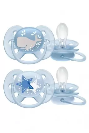 Philips Avent Ultra Soft Desenli 2'li Emzik Mavi SCF223/03 6-18 Ay