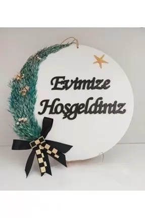 Ebruli Sanat Tasarım '' Evimize Hoşgeldiniz '' Kapı Süsü ( Yuvarlak )