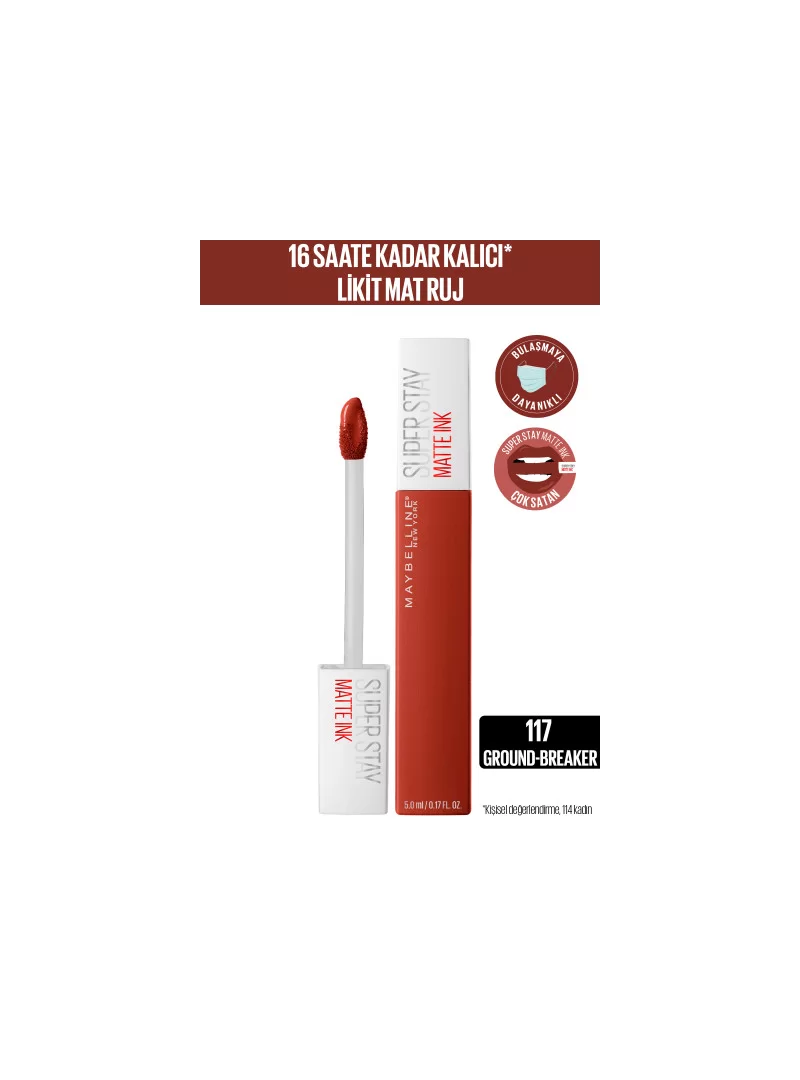 Maybelline New York Super Stay Matte Ink Likit Mat Ruj -Bricks NU 117 GROUN