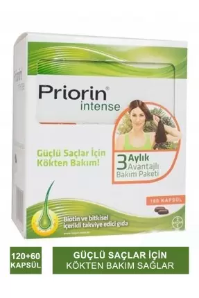 Priorin Intense Avantajlı Paket 120 + 60 Kapsül (S.K.T 05-2026)