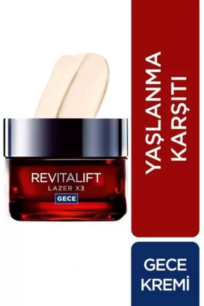 Loreal Revitalift Lazer X3 Yaşlanma Karşıtı Gece Bakım Kremi 50ml