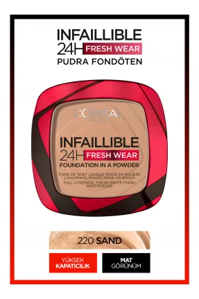 Loreal Paris Infaillible 24H Fresh Wear Pudra Fondöten 220 Sand 9gr