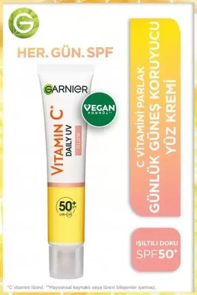 Garnier C Vitamini Parlak Günlük Güneş Koruyucu Fluid Yüz Kremi ( Işıltılı Doku ) Spf50+ 40 ml