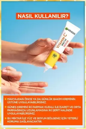 Garnier C Vitamini Parlak Günlük Güneş Koruyucu Fluid Yüz Kremi ( Işıltılı Doku ) Spf50+ 40 ml