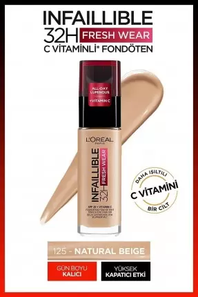 Loreal Paris Infaillible 32H Fresh Wear C Vitaminli Fondöten - 125 Naturel Rose 30ml