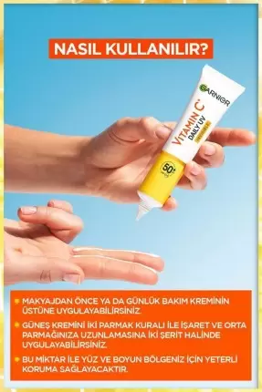 Garnier C Vitamini Parlak Günlük Güneş Koruyucu Fluid Yüz Kremi ( Görünmez Doku ) Spf50+ 40 ml