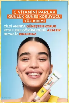 Garnier C Vitamini Parlak Günlük Güneş Koruyucu Fluid Yüz Kremi ( Görünmez Doku ) Spf50+ 40 ml