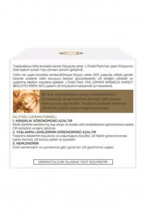 Loreal Paris Yaş Uzmanı 60+ Besleyici Gündüz Bakım Kremi SPf20 50 ml