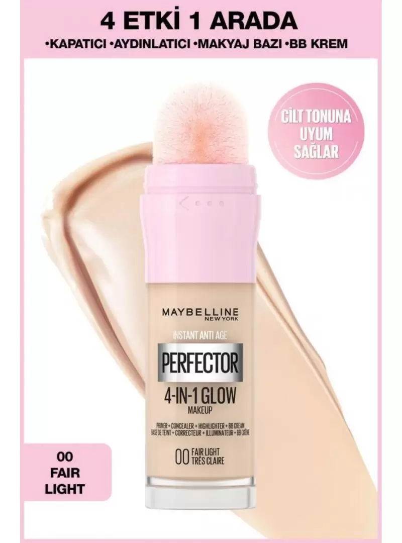 Maybelline New York Instant Perfector Glow 4 Etki 1 Arada Fondöten- 00 Fair Light 20 ml