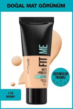 Maybelline New York Fit Me Matte+Poreless Fondöten - 115 Ivory 30 ml