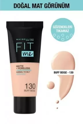 Maybelline New York Fit Me Matte+Poreless Fondöten - 130 Buff Beige 30 ml