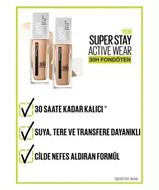 Maybelline New York Superstay Active Wear Fondöten- 03 True Ivory 30ml