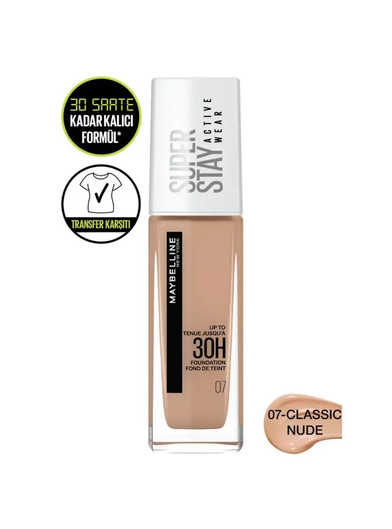 Maybelline New York Superstay Active Wear Fondöten- 07 Classic Nude 30ml