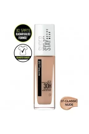 Maybelline New York Superstay Active Wear Fondöten- 07 Classic Nude 30ml