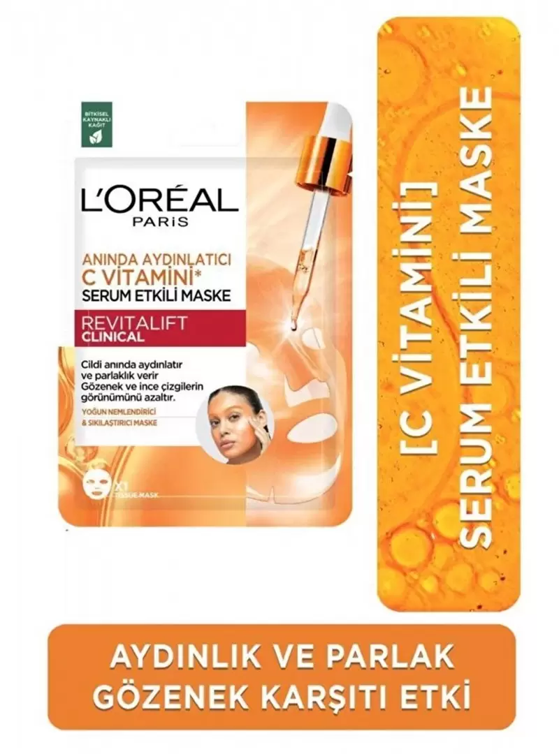 Loreal Paris Revitalift Clinical Anında Aydınlatıcı C Vitamini Serum Etkili Maske 1 Adet