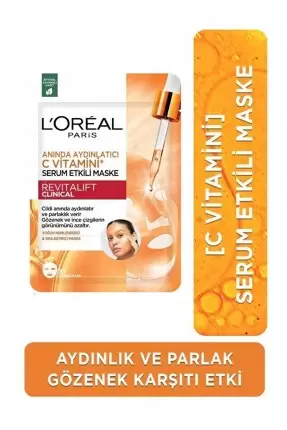 Loreal Paris Revitalift Clinical Anında Aydınlatıcı C Vitamini Serum Etkili Maske 1 Adet