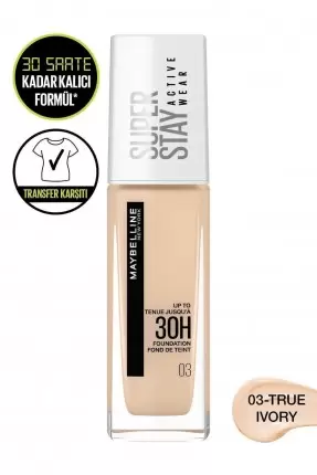 Maybelline New York Superstay Active Wear Fondöten- 03 True Ivory 30ml