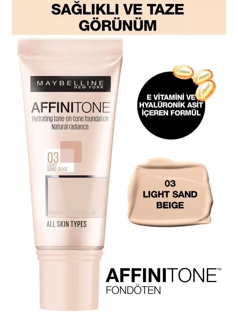 Maybelline New York Affinitone Fondöten - 03 Light Sandbeige 30 ml