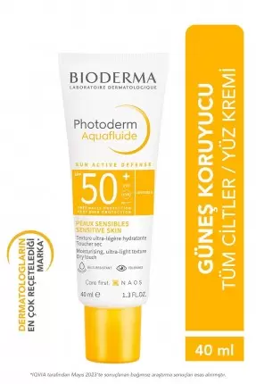 Bioderma Photoderm Aquafluid SPF50+ Tüm Ciltler Renksiz Güneş Kremi 40 ml ( Sensibio H2o Hediye ) (S.K.T 07-2026)