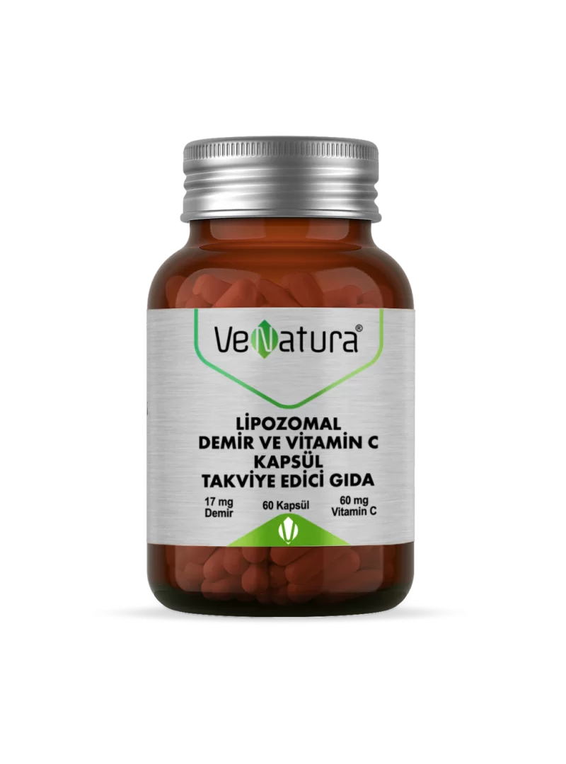 Venatura Lipozomal Demir ve Vitamin C Takviye Edici Gıda 60 Kapsül (S.K.T 01-2027)