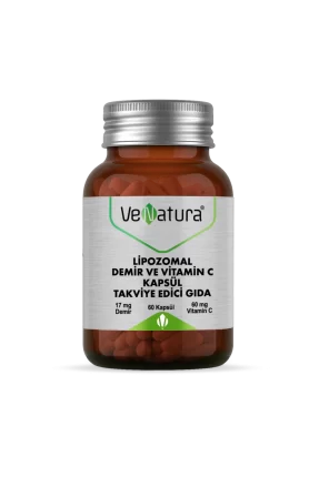 Venatura Lipozomal Demir ve Vitamin C Takviye Edici Gıda 60 Kapsül (S.K.T 01-2027)