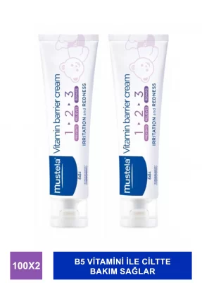 Mustela Vitamin Barrier 1-2-3 100 ml Pişik Kremi x 2 Adet