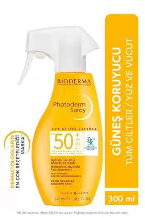 Bioderma Photoderm SPF 50+ Spray Tüm Ciltler için Sprey Form Yüksek Korumalı Güneş Koruyucu 300 ml