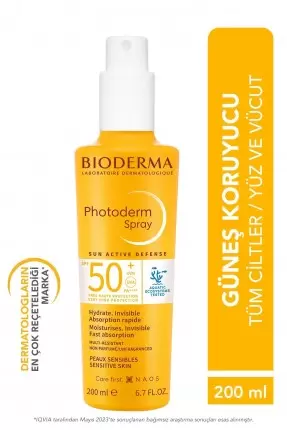 Bioderma Photoderm SPF 50+ Tüm Ciltler için Sprey Form Yüksek Korumalı Güneş Kremi 200 ml