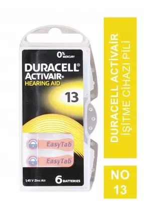 Duracell Activair İşitme Cihazı Pili 6'lı No: 13